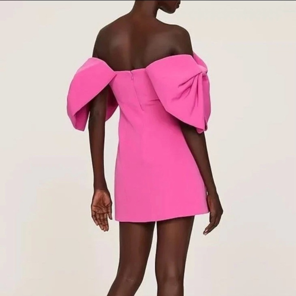 TOCCIN Design Collective Bow Sleeve Mini Dress Size 0 Pink Formal Cocktail - Picture 4 of 11